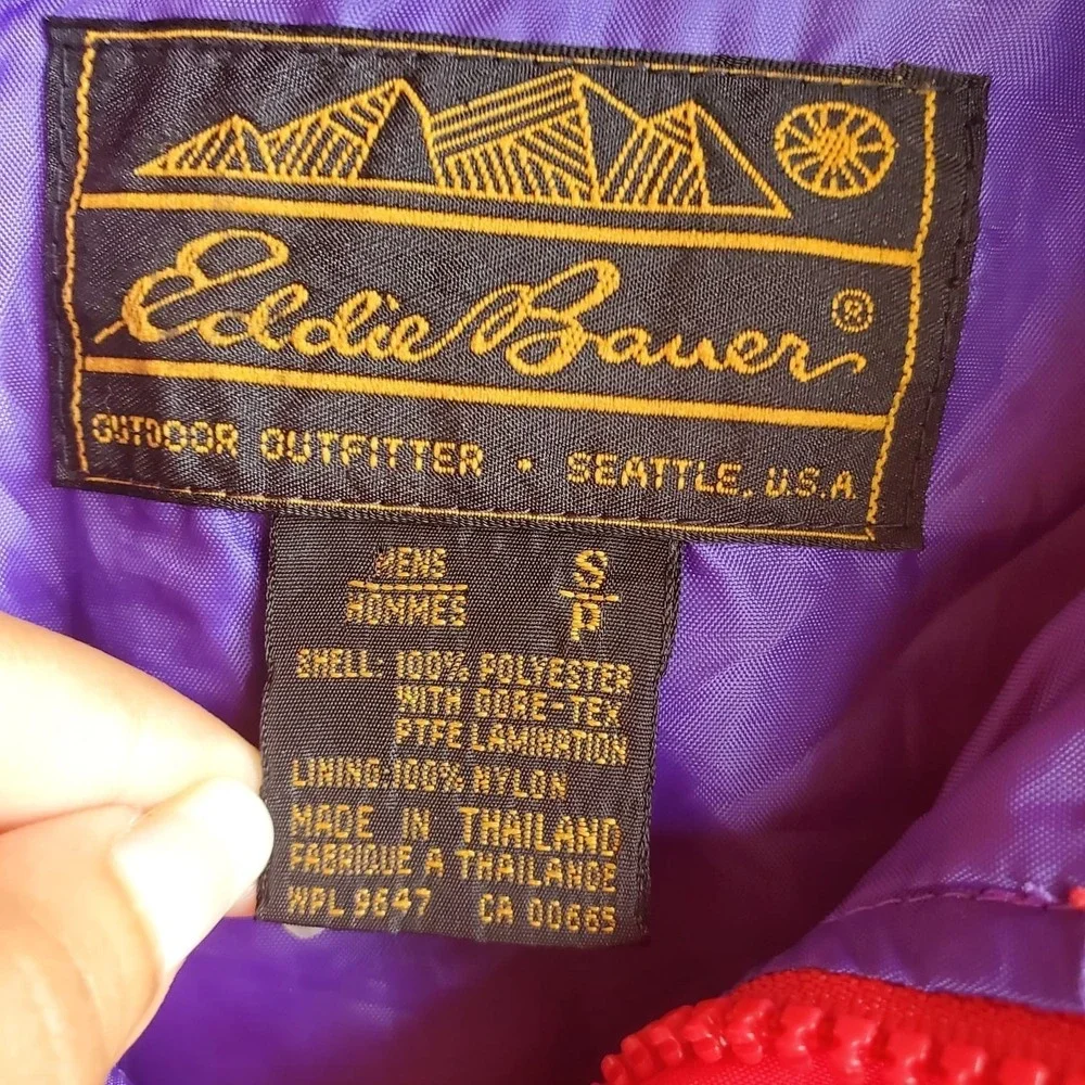 Vintage Eddie Bauer Anorak Windbreaker Jacket Red Purple 1/4 Zip Men's S
